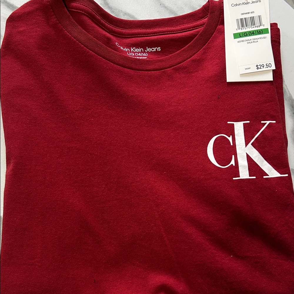 Calvin Klein Kids Red Long Sleeve Tee